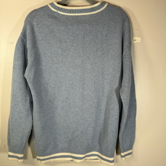 Aritzia Sunday Best Ellis Cardigan wool sweater blue white oversized Small prep - Picture 10 of 13
